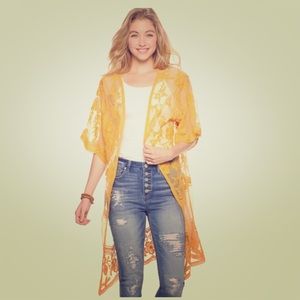 Honey Yellow Lace Kimono